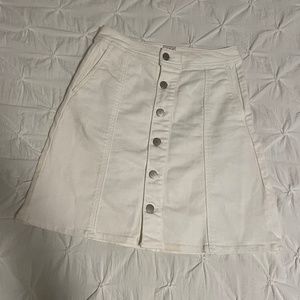 White Denim Skirt with Button